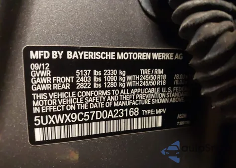 2013 BMW X3 xDrive28I из США, поврежденный, VIN 5UXWX9C57D0A23168